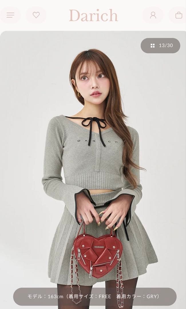 Darich ウエストオープンリボンデザインニットミニワンピース　フリー