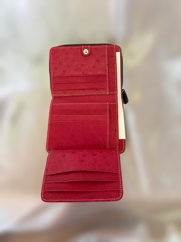 オーストリッチ バッグ 　ショルダー用ベルト付き　財布　3点セット