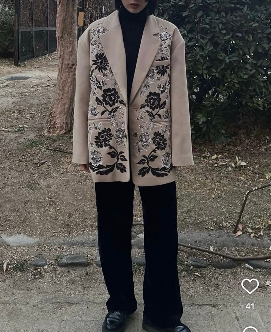 【CLANE】FLOWER EMBROIDERY TAILORED JACKET