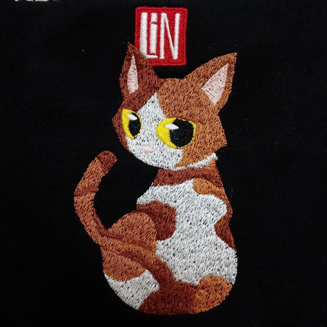 LIN（リン）ラミ＆アール ロゴ総刺繍 ジップパーカー BLACK