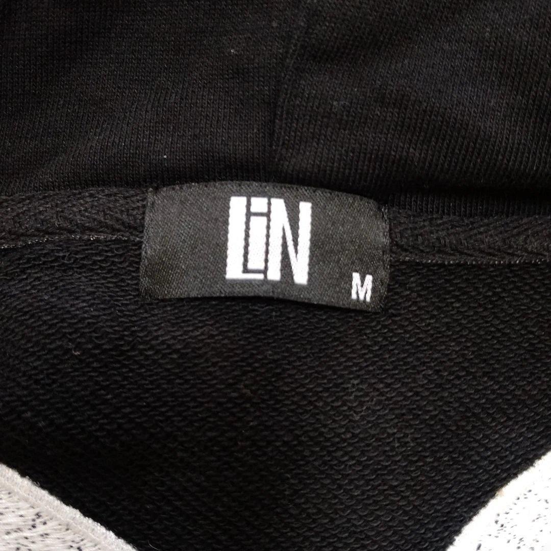 LIN（リン）ラミ＆アール ロゴ総刺繍 ジップパーカー BLACK