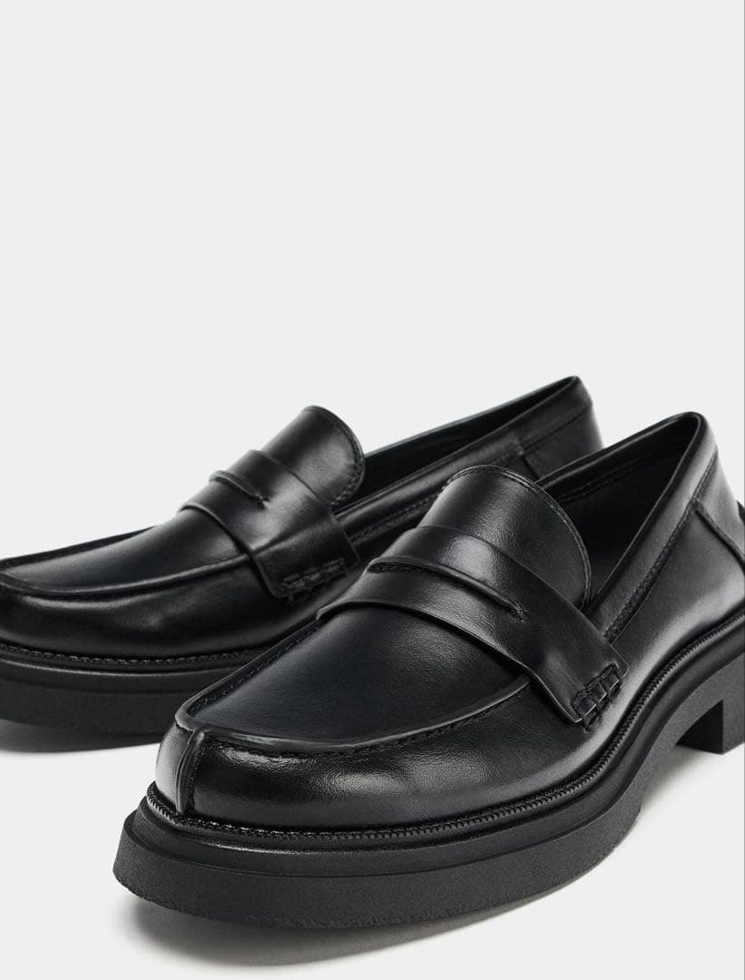 (M)ブラックローファー厚底ソール