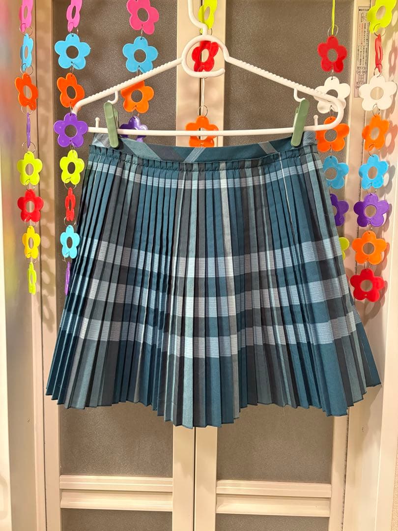 BURBERRY プリーツスカート 青系 チェック柄