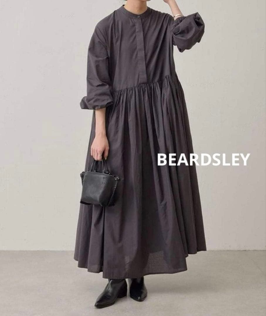 BEARDSLEY　ビアズリー　ギャザーワンピース　チャコールグレー　0