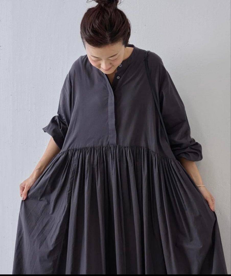 BEARDSLEY　ビアズリー　ギャザーワンピース　チャコールグレー　0