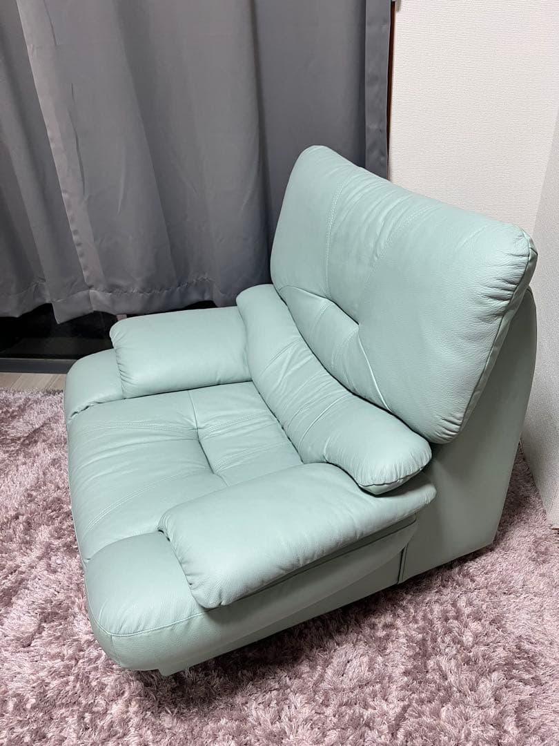 ミントグリーン リクライニング 1人掛け回転ソファ