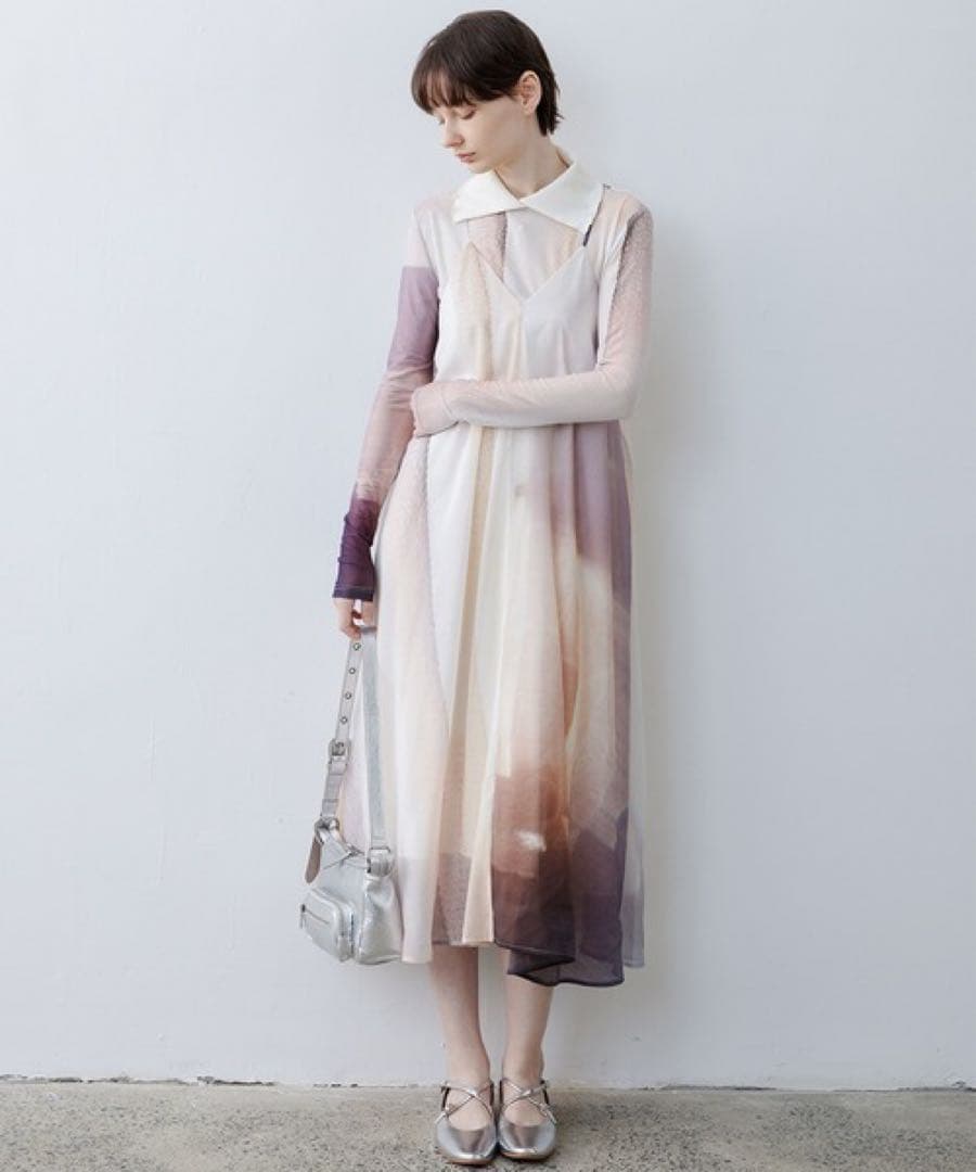tageechita アートグラデーションプリント フレアキャミワンピース L