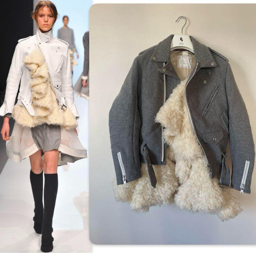 sacai サカイ　ペムラムライダースジャケット　ランウェイ着用品