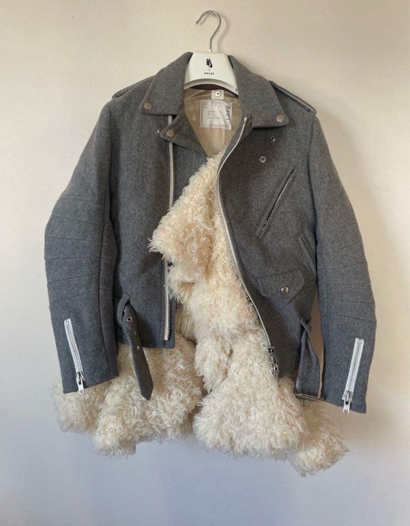 sacai サカイ　ペムラムライダースジャケット　ランウェイ着用品