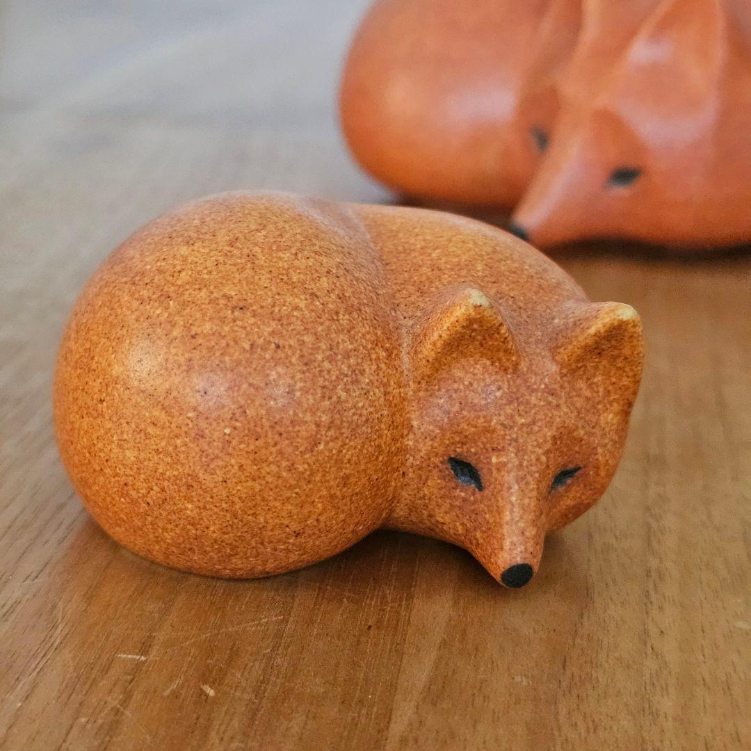 リサラーソン　FOX　ミニ　ミディアム　 キツネの親子　置物