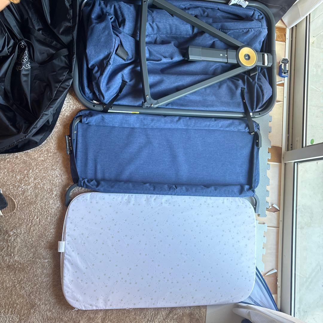 HZDMJ ベビーベッド ネイビー 星柄