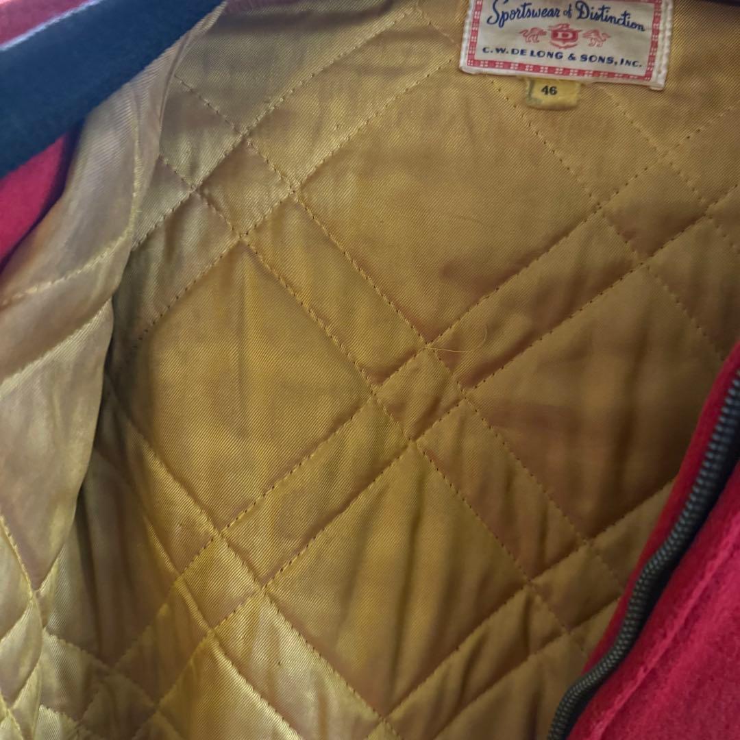 1950年代 ヴィンテージバーシティジャケット　赤黒 レザー袖 CROWN