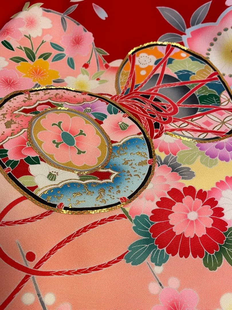 最終値下げ‼️【新品】お宮参り 正絹　赤色　女の子　七五三