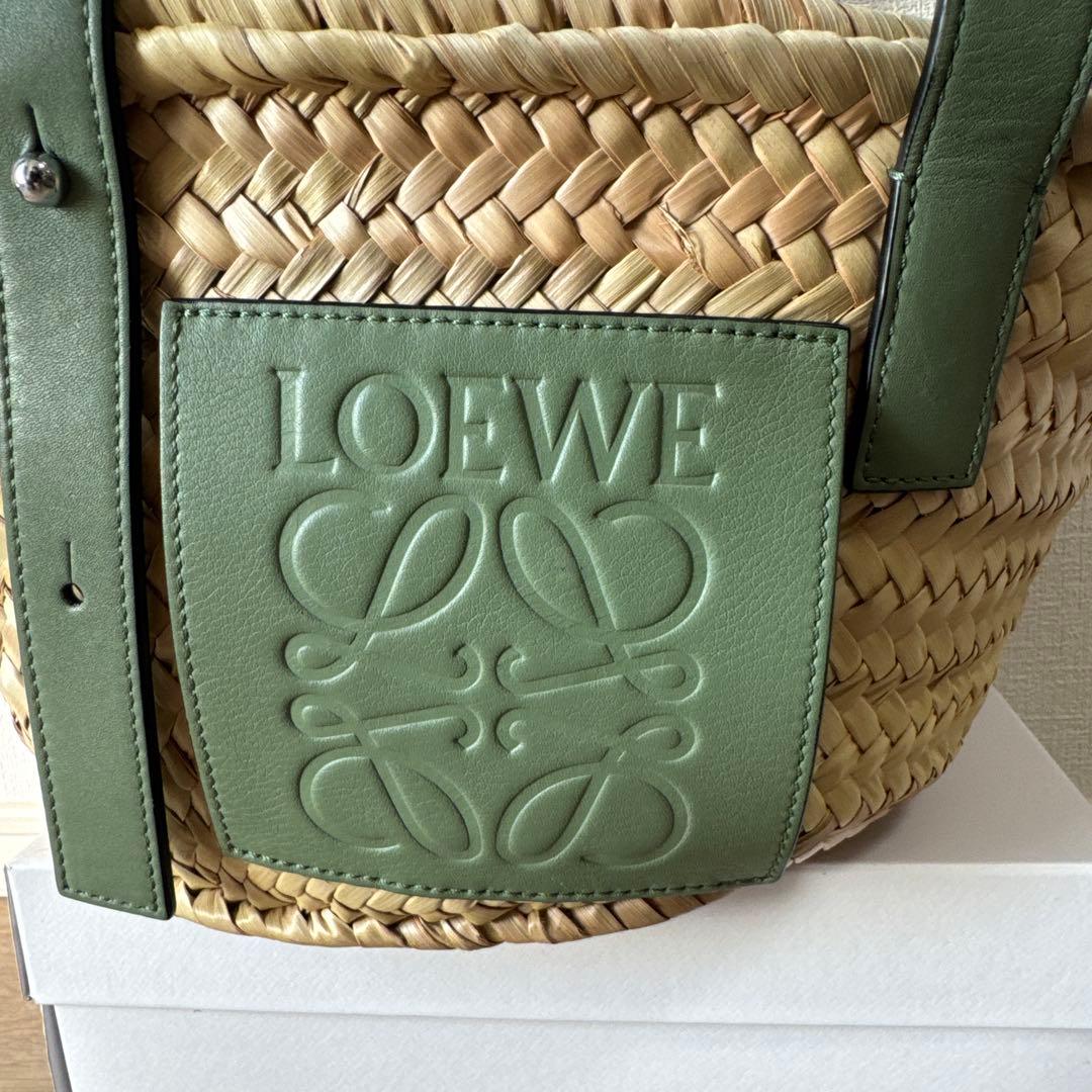【LOEWE】 カゴバッグ カーキ/グリーン