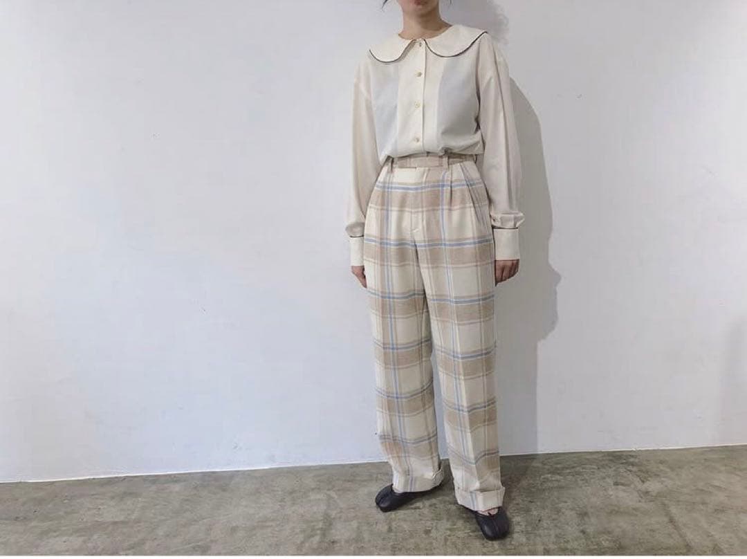 期間限定　SOWA チェック　ウールパンツ