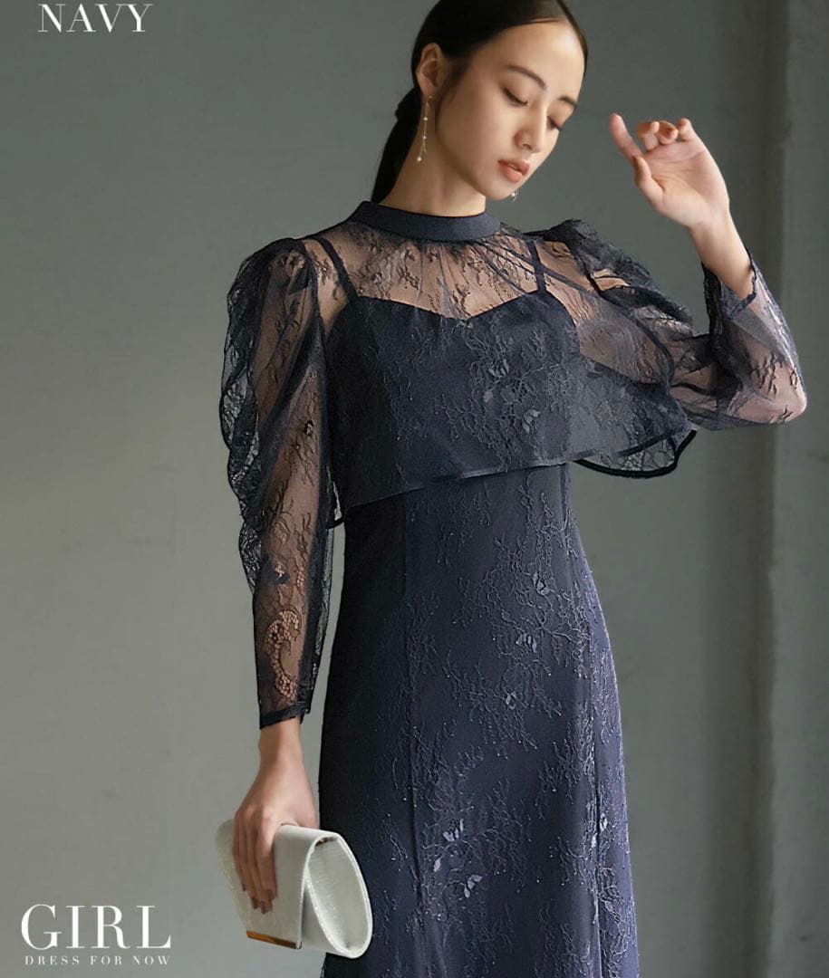 お呼ばれドレスネイビー 結婚式　dollydoll etoll.