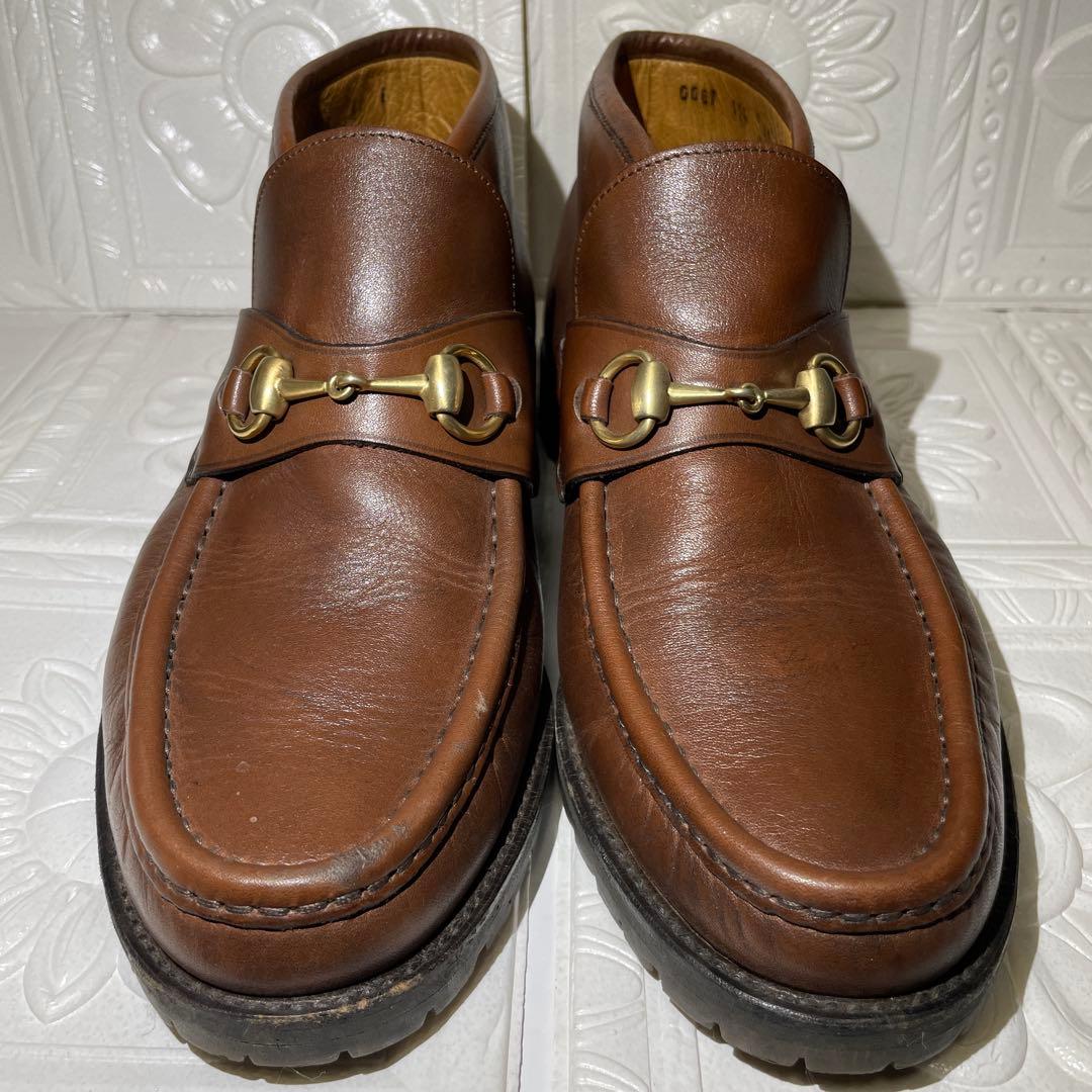 GUCCI ブラウンレザービットローファー ブーツ
