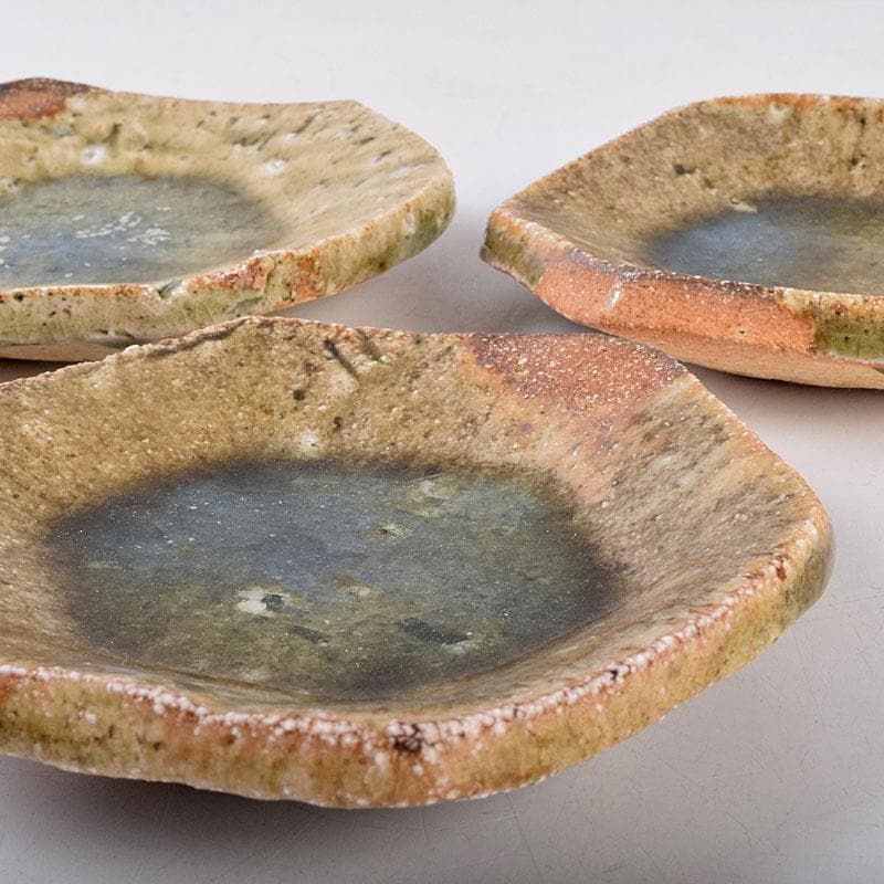 和食器　伊賀焼　西山窯　坂本瀧山作　銘々皿　五客　共箱　V　8507