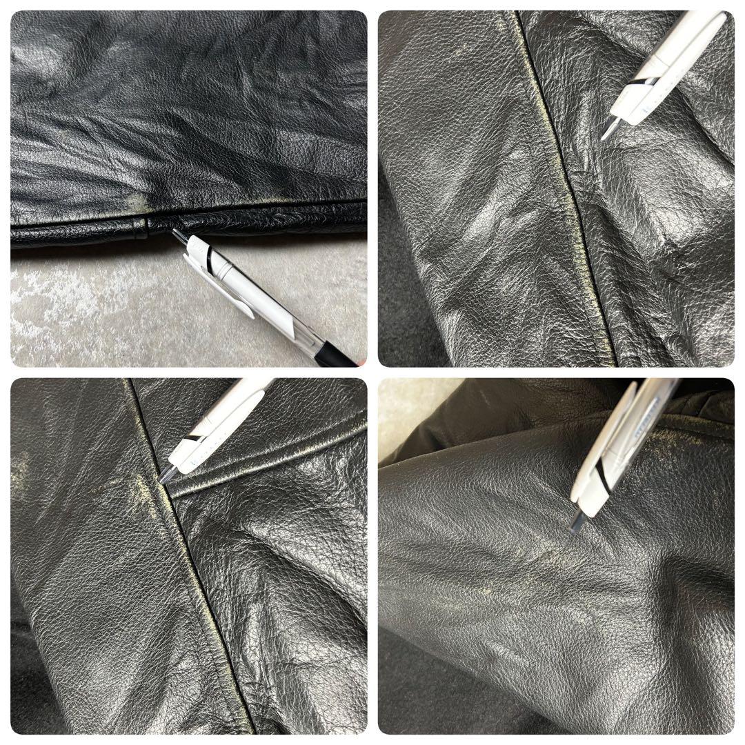 Ford ウール×本革 レザースタジャン オールブラック アメ車 アメカジ L