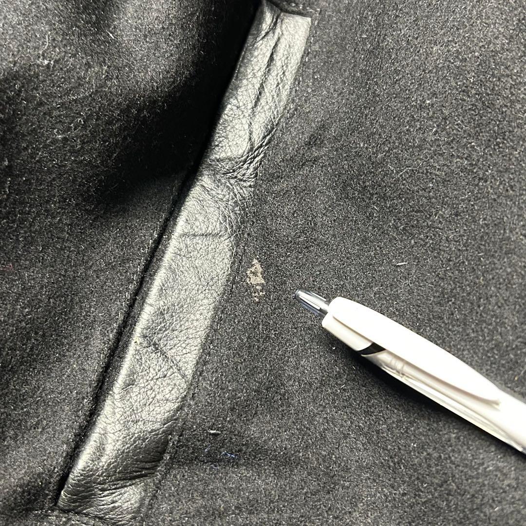 Ford ウール×本革 レザースタジャン オールブラック アメ車 アメカジ L