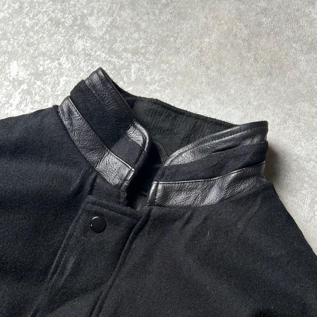 Ford ウール×本革 レザースタジャン オールブラック アメ車 アメカジ L