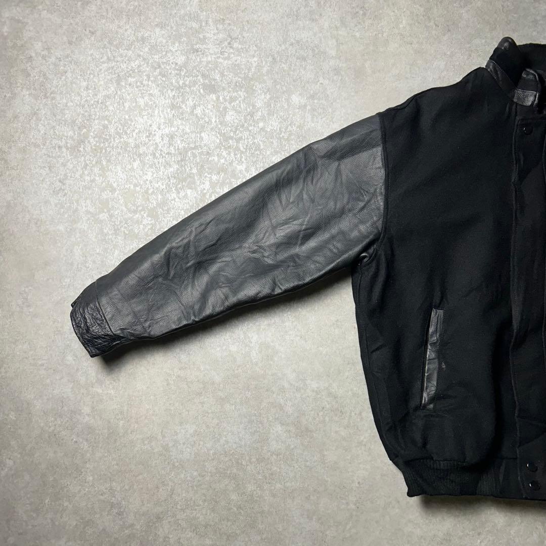 Ford ウール×本革 レザースタジャン オールブラック アメ車 アメカジ L