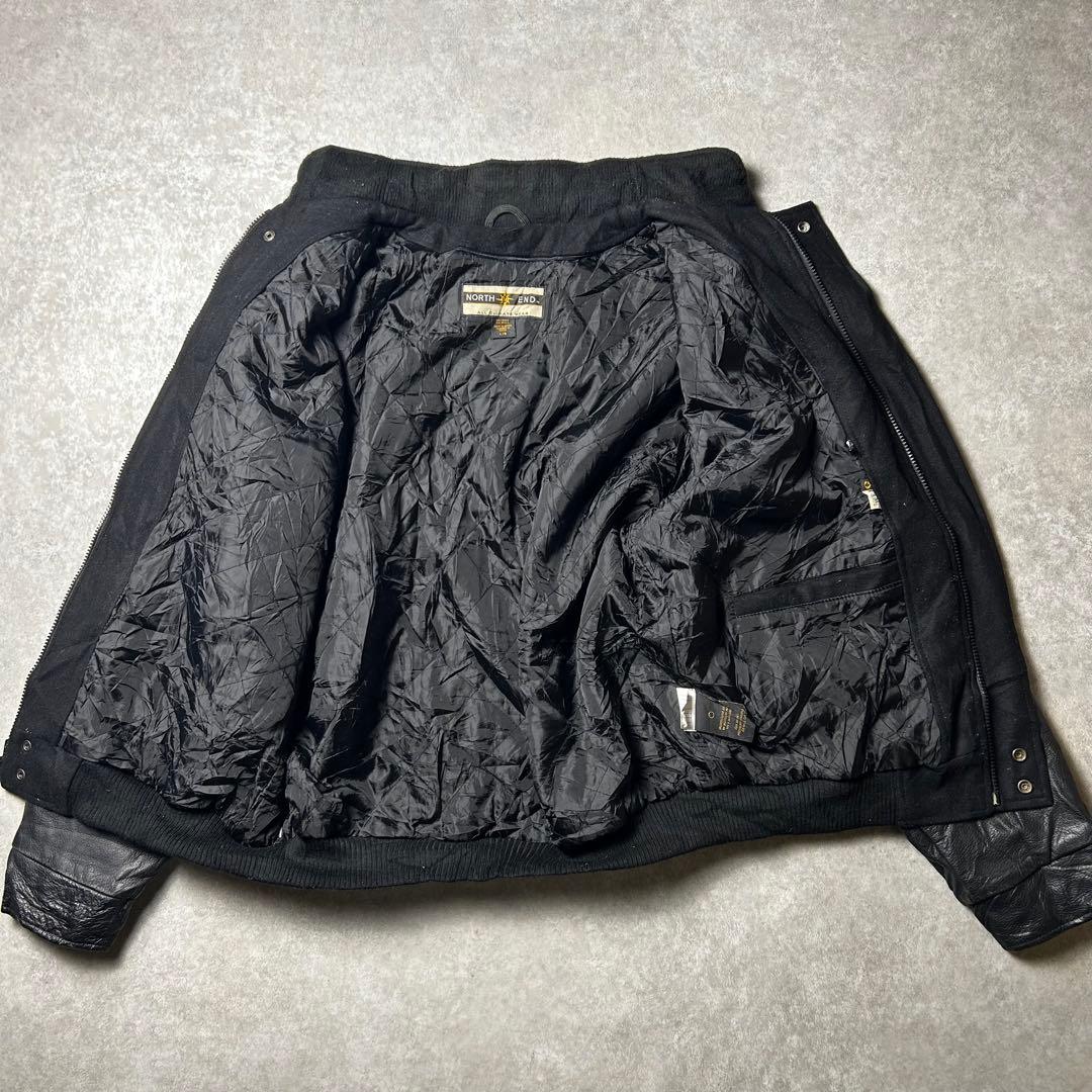 Ford ウール×本革 レザースタジャン オールブラック アメ車 アメカジ L