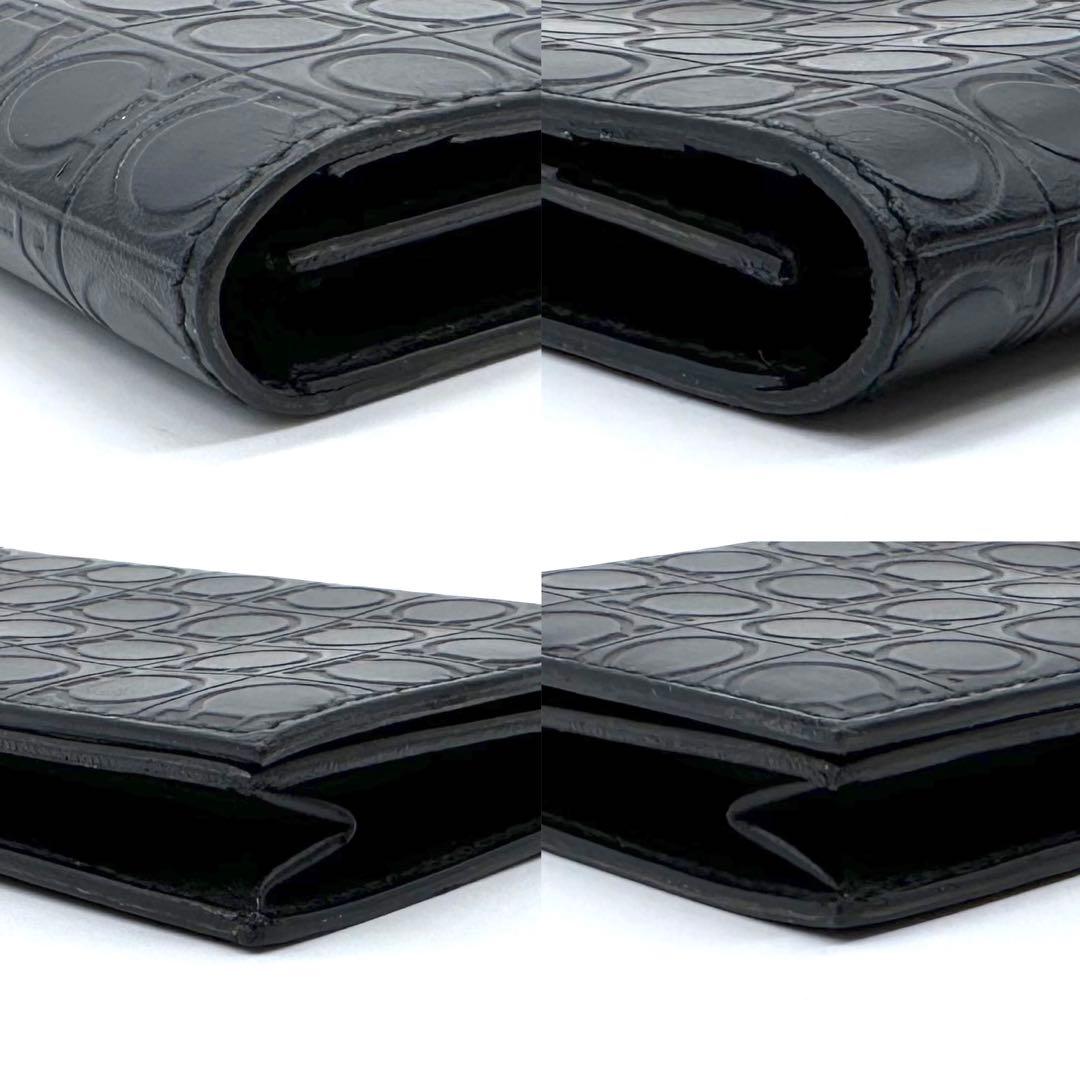 美品✨フェラガモ ガンチーニ エンボスレザー 名刺入れ カードケース ブラック