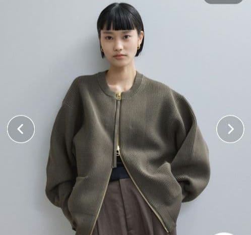 最終価格 美品 ADAM ET ROPE' ジップニットカーディガン カーキ