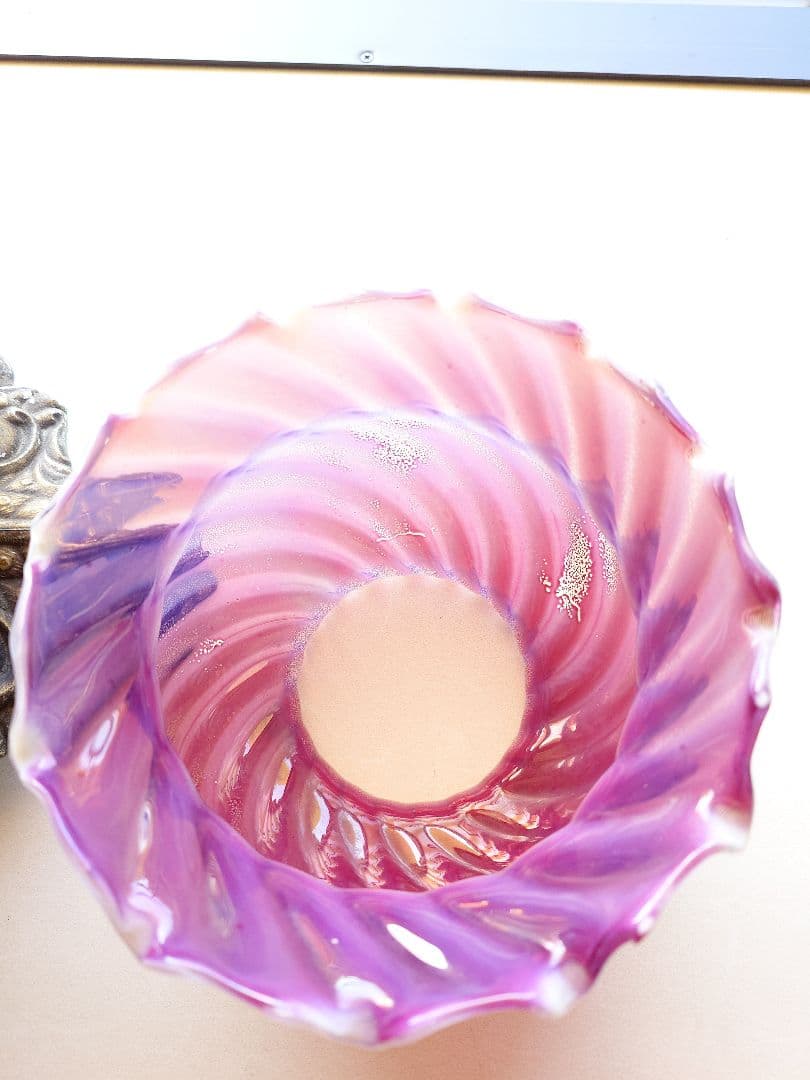 FENTON 1930〜40年　フェントンダブルクランベリー天使のランプ　大型