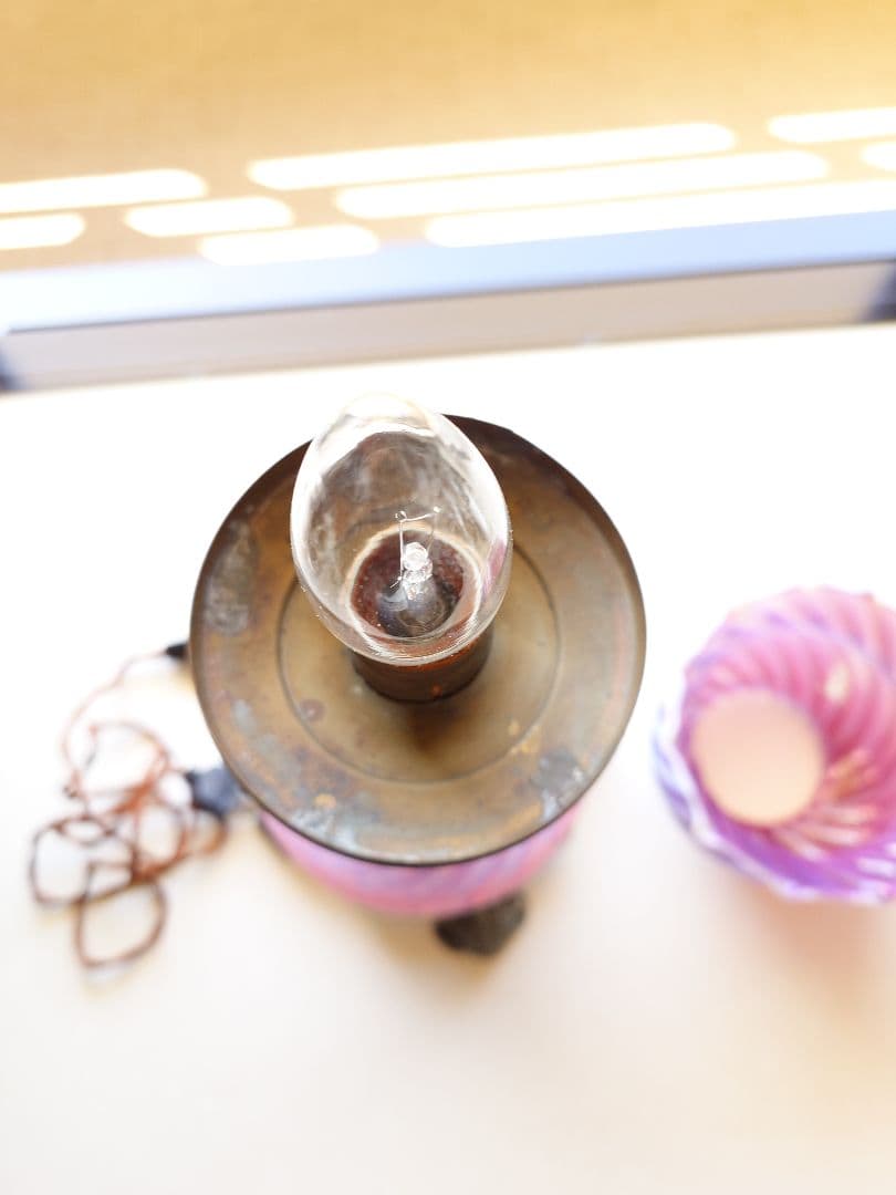 FENTON 1930〜40年　フェントンダブルクランベリー天使のランプ　大型