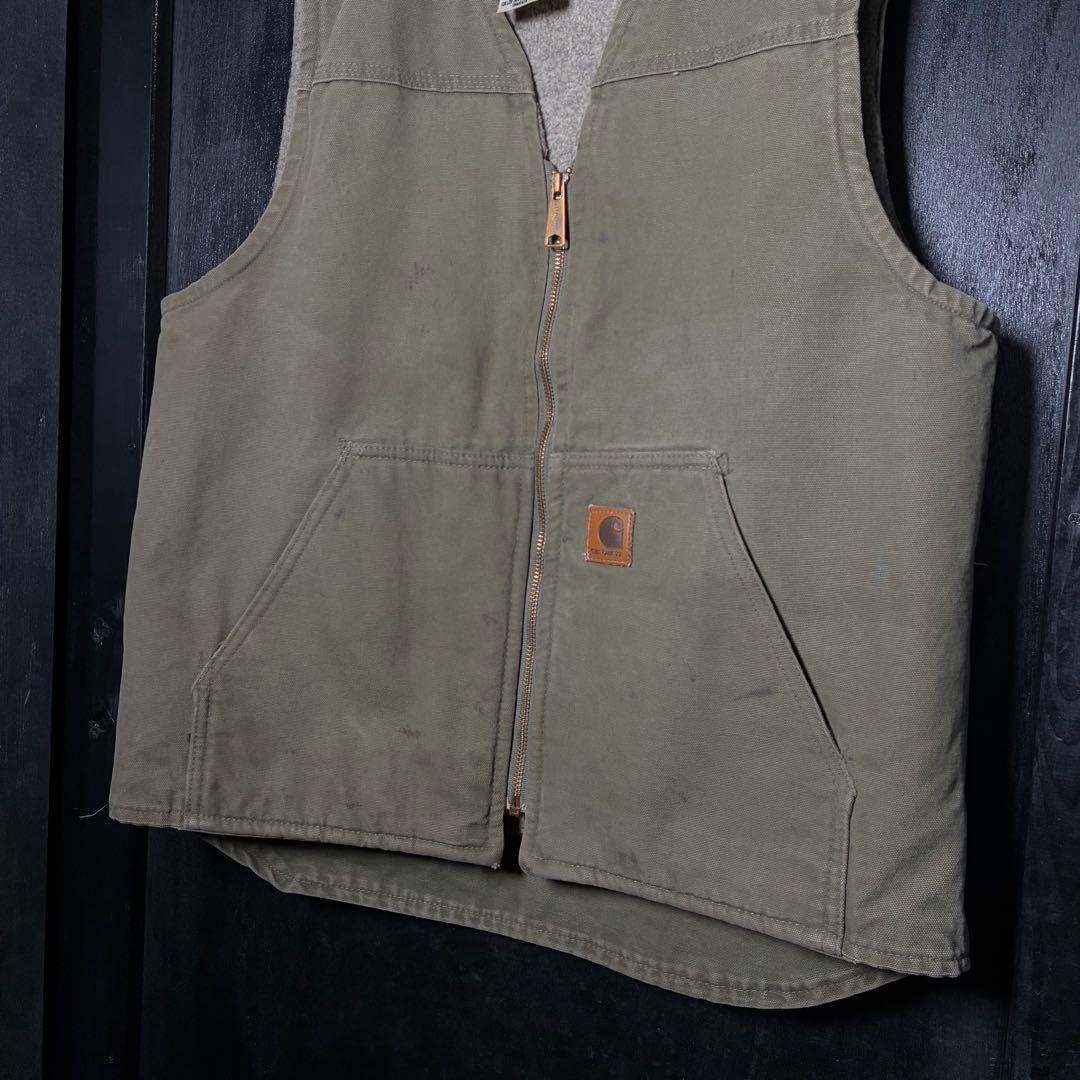 00s メキシコ製　Carhartt ダックベスト　オリーブ　カーキ　カーハート