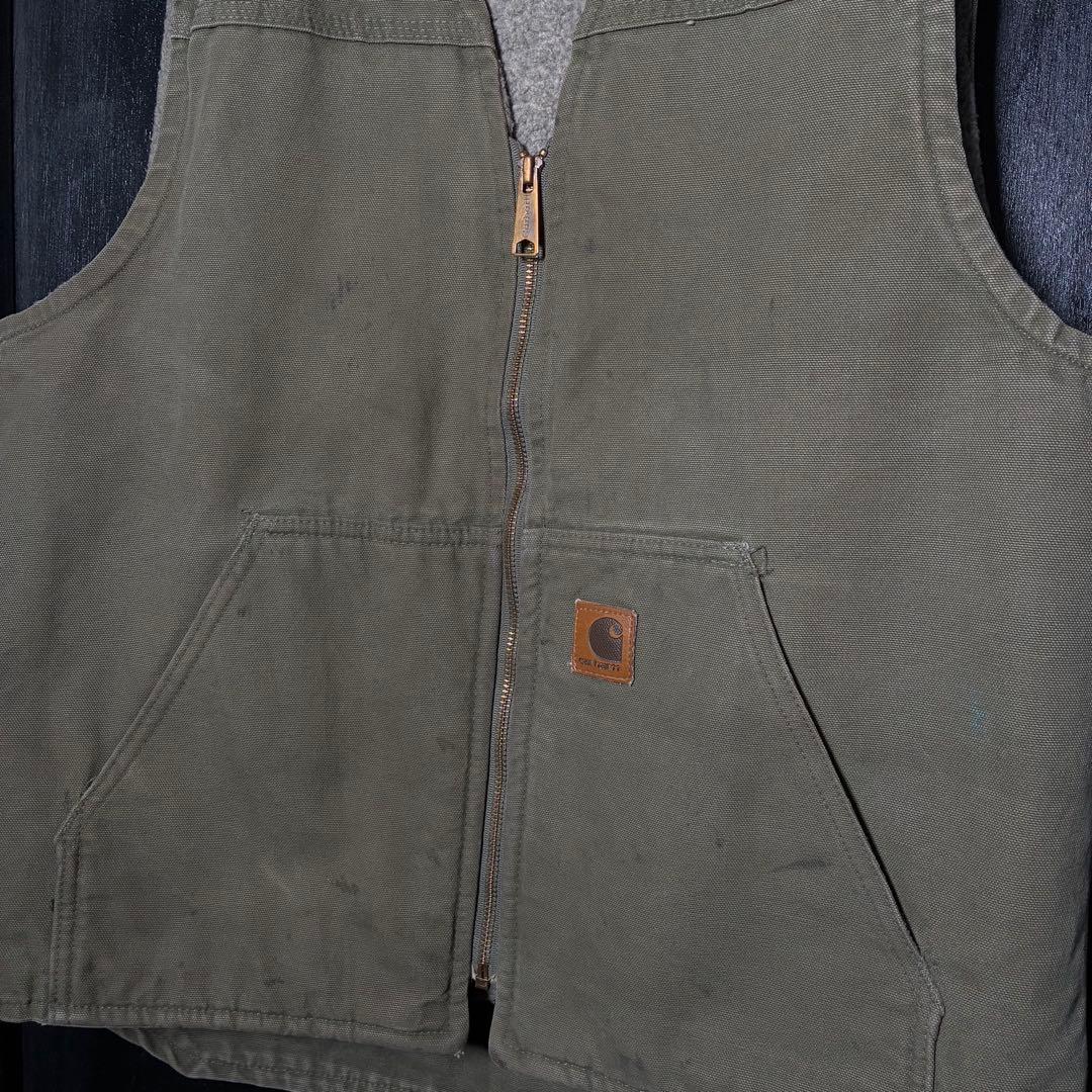 00s メキシコ製　Carhartt ダックベスト　オリーブ　カーキ　カーハート