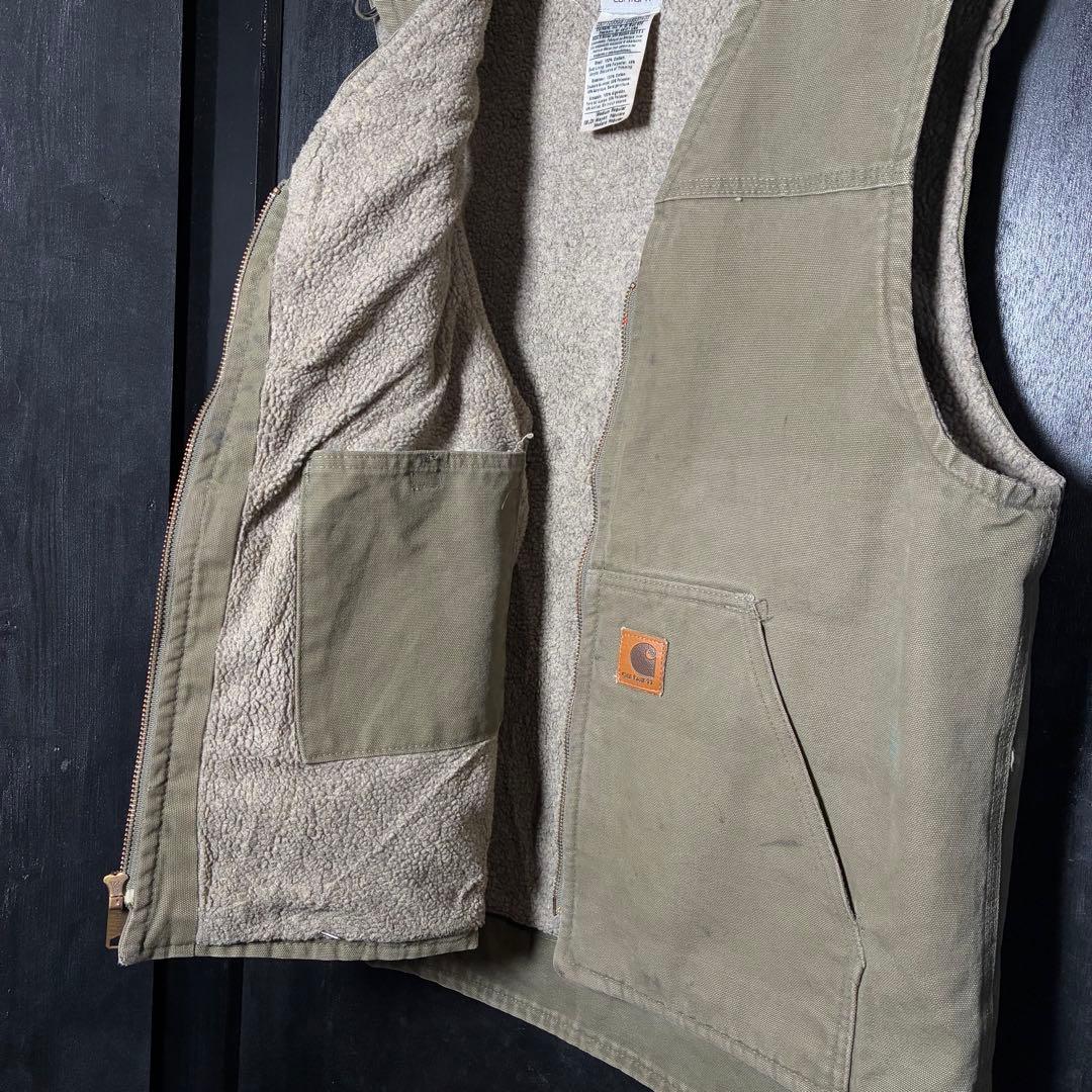 00s メキシコ製　Carhartt ダックベスト　オリーブ　カーキ　カーハート