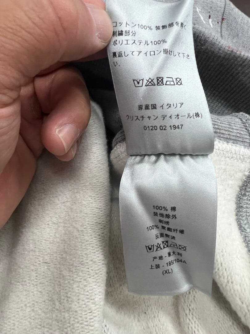 Dior スウェット ペイント 落書き グレー サイズXL