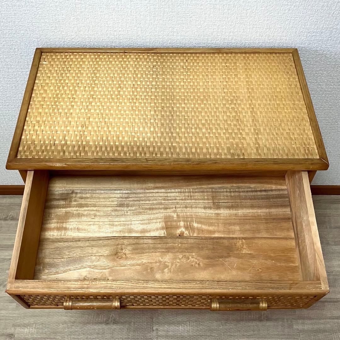 【良品】ラタン製 4段チェスト レトロ家具 ナチュラル収納