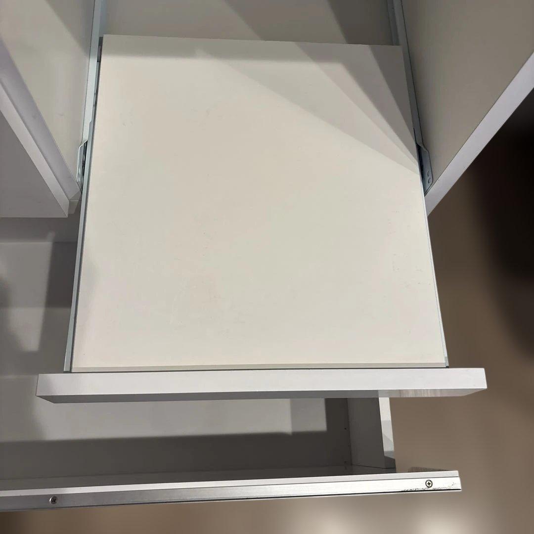 ニトリホワイトキッチンカウンター 収納棚 引き出し付き