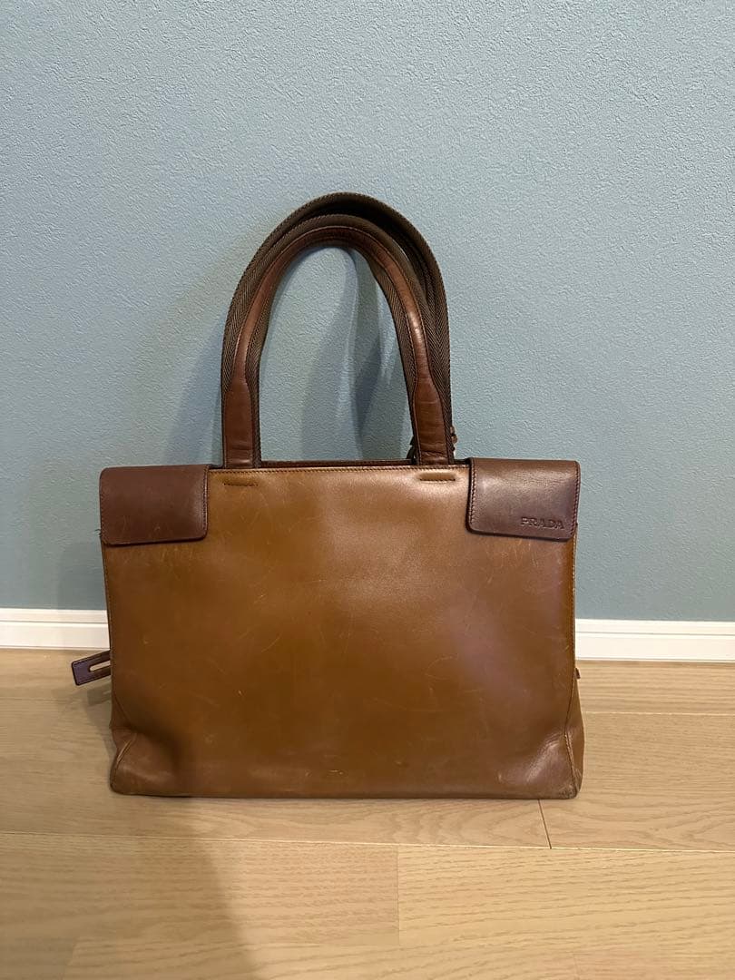 【只今お値下げ中】PRADA ブラウンレザー ビジネスバッグ