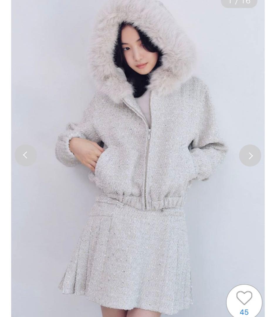 SNIDEL スナイデル サイドプリーツツイードミニスカート