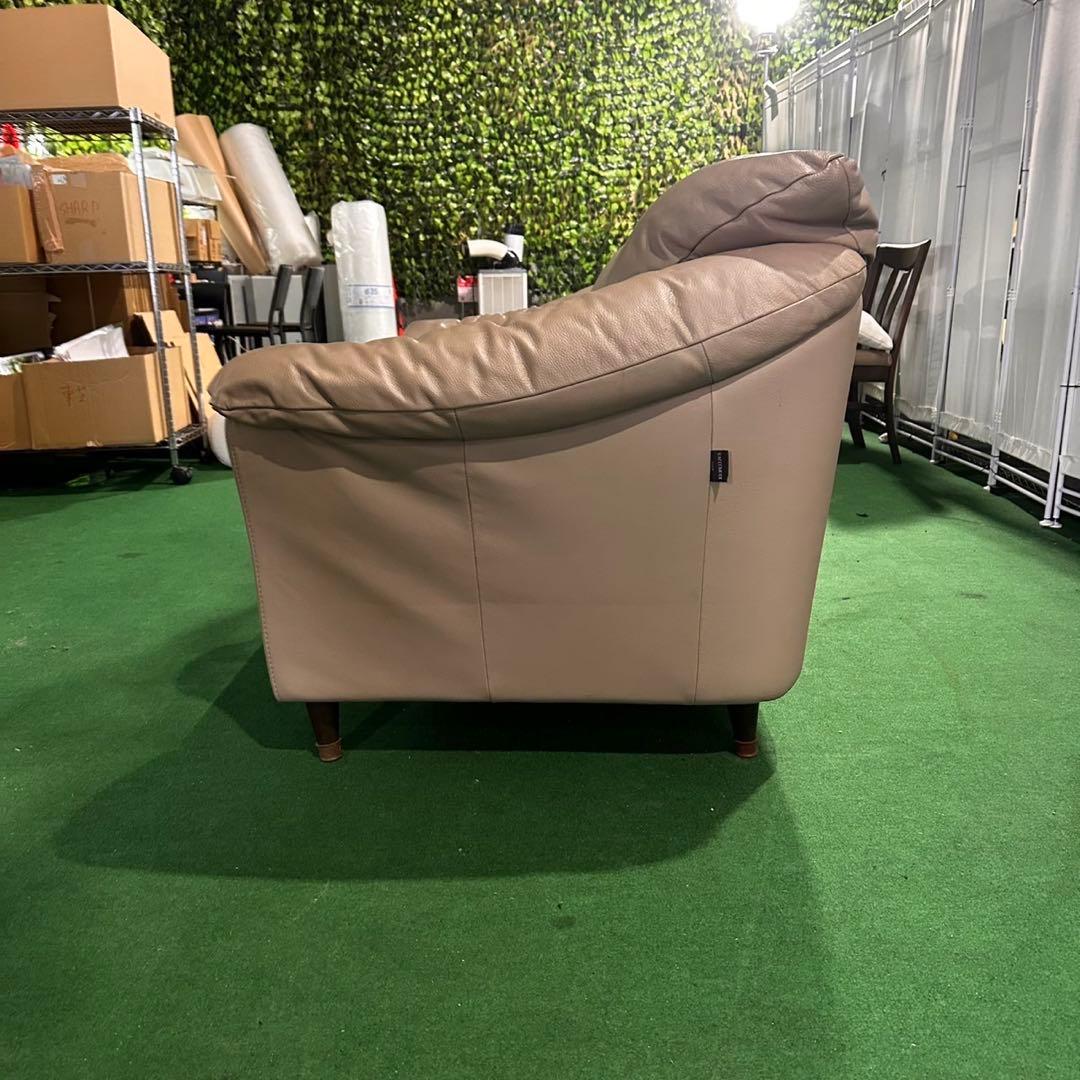 Saccomodi レザーソファ 2人掛け 総革 ベージュ 家具 C055