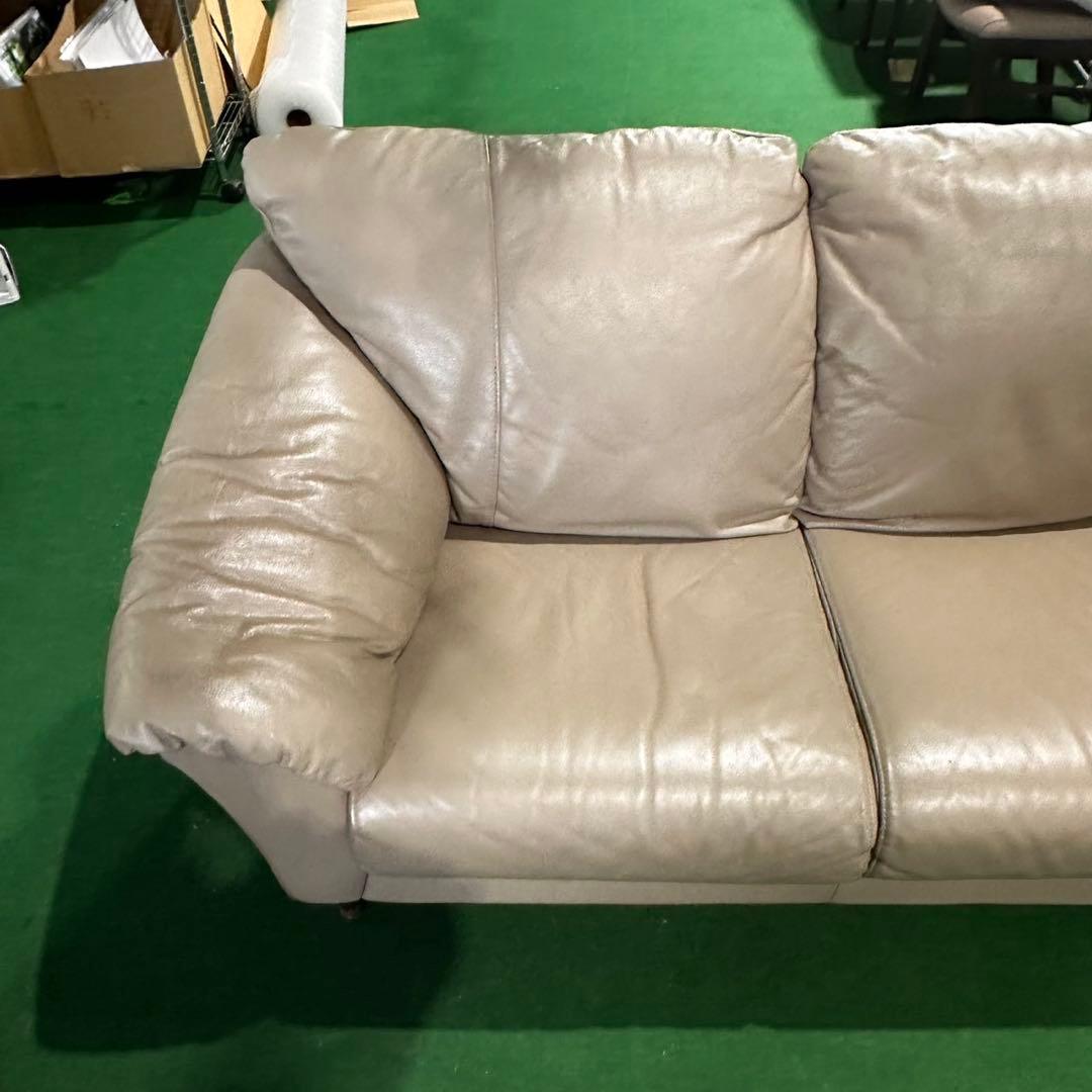 Saccomodi レザーソファ 2人掛け 総革 ベージュ 家具 C055