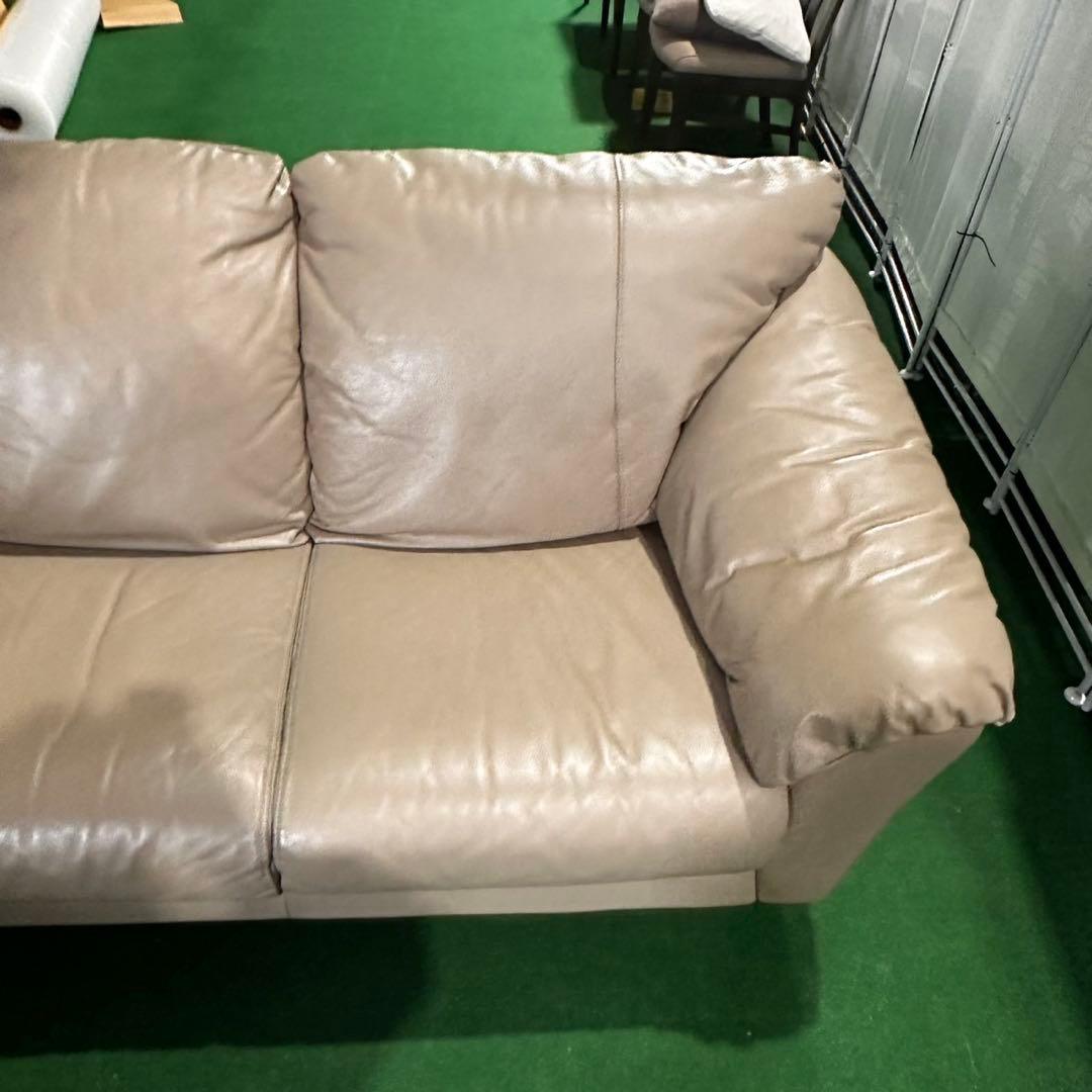 Saccomodi レザーソファ 2人掛け 総革 ベージュ 家具 C055