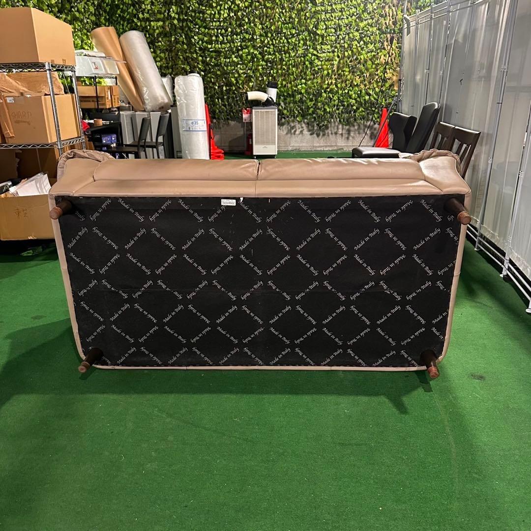 Saccomodi レザーソファ 2人掛け 総革 ベージュ 家具 C055