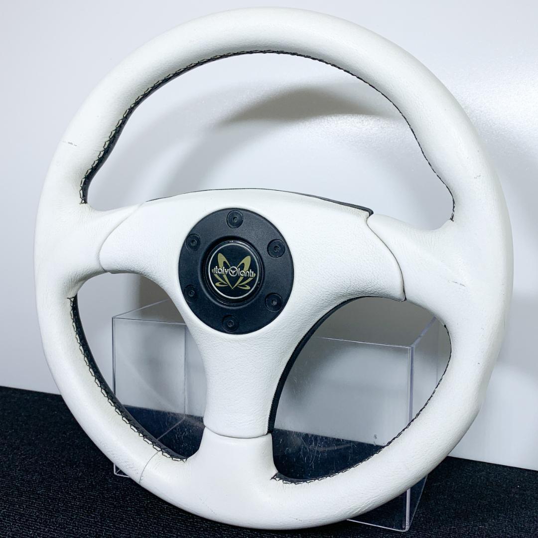 激レア イタルボランテ ホワイト×ブラック レザーステアリング 33φ 当時物
