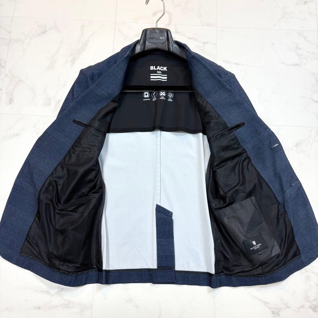 極美品 ブラックレーベルクレストブリッジ スーツ 洗濯可能 チェック 紺 S