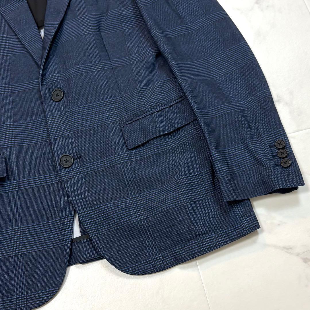 極美品 ブラックレーベルクレストブリッジ スーツ 洗濯可能 チェック 紺 S