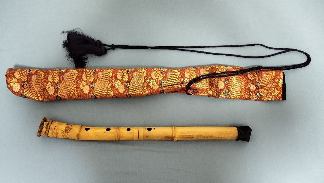 尺八 本体 竹製 約50cm 4穴 専用袋付き