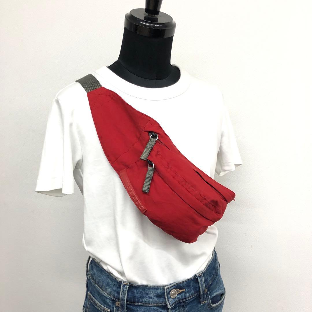 ★6F432 プラダ スポーツ ボディバッグ ウエストポーチ 4VA125 赤