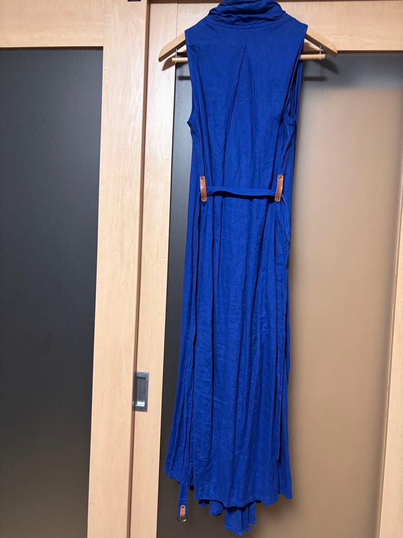 NAO 和田尚さん麻の大人服　ロングジレ　ロイヤルブルー