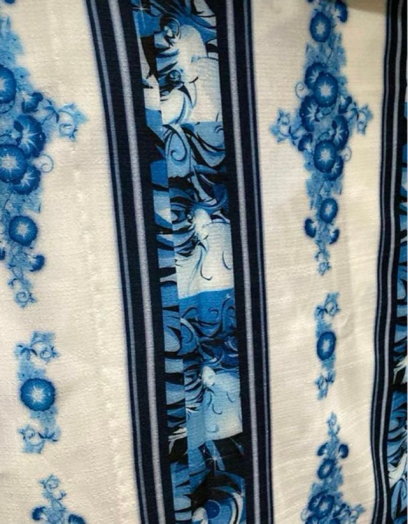 人とかぶりませんセオα アニメマリンブルーストライプ　浴衣　おまかせ帯プレゼント